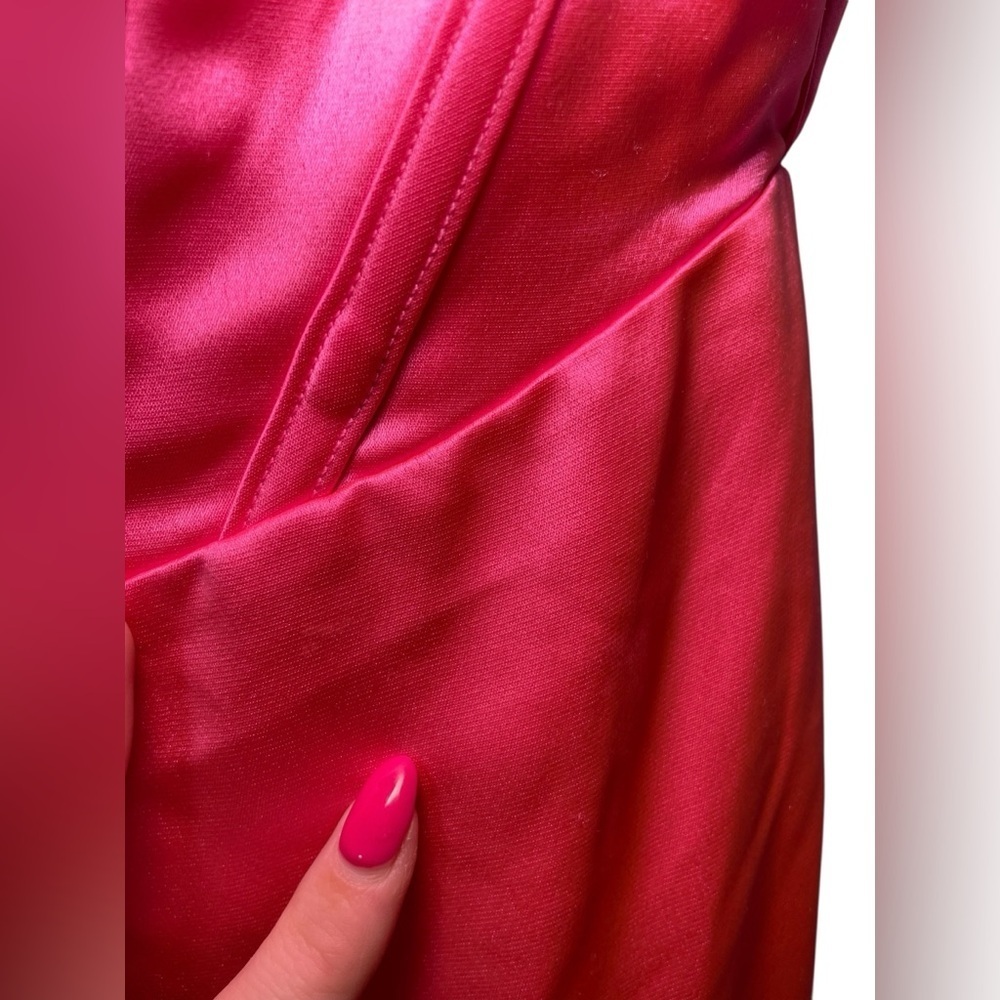 Retrofête Rosa Hot Pink Corset Gown NWT Size Small – Cowl Neck Slip Dress - Picture 6 of 8